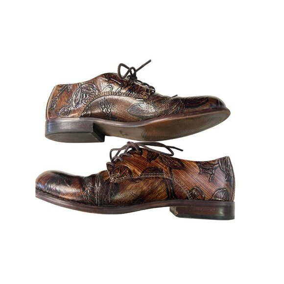 Patricia Nash Silvio Lace-Up Oxford Flats Bark Leaves Size 7 M - Picture 4 of 7